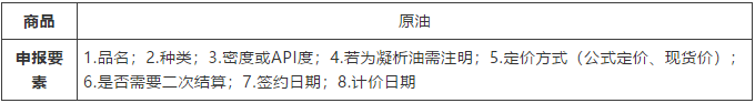 原油進(jìn)口申報要素
